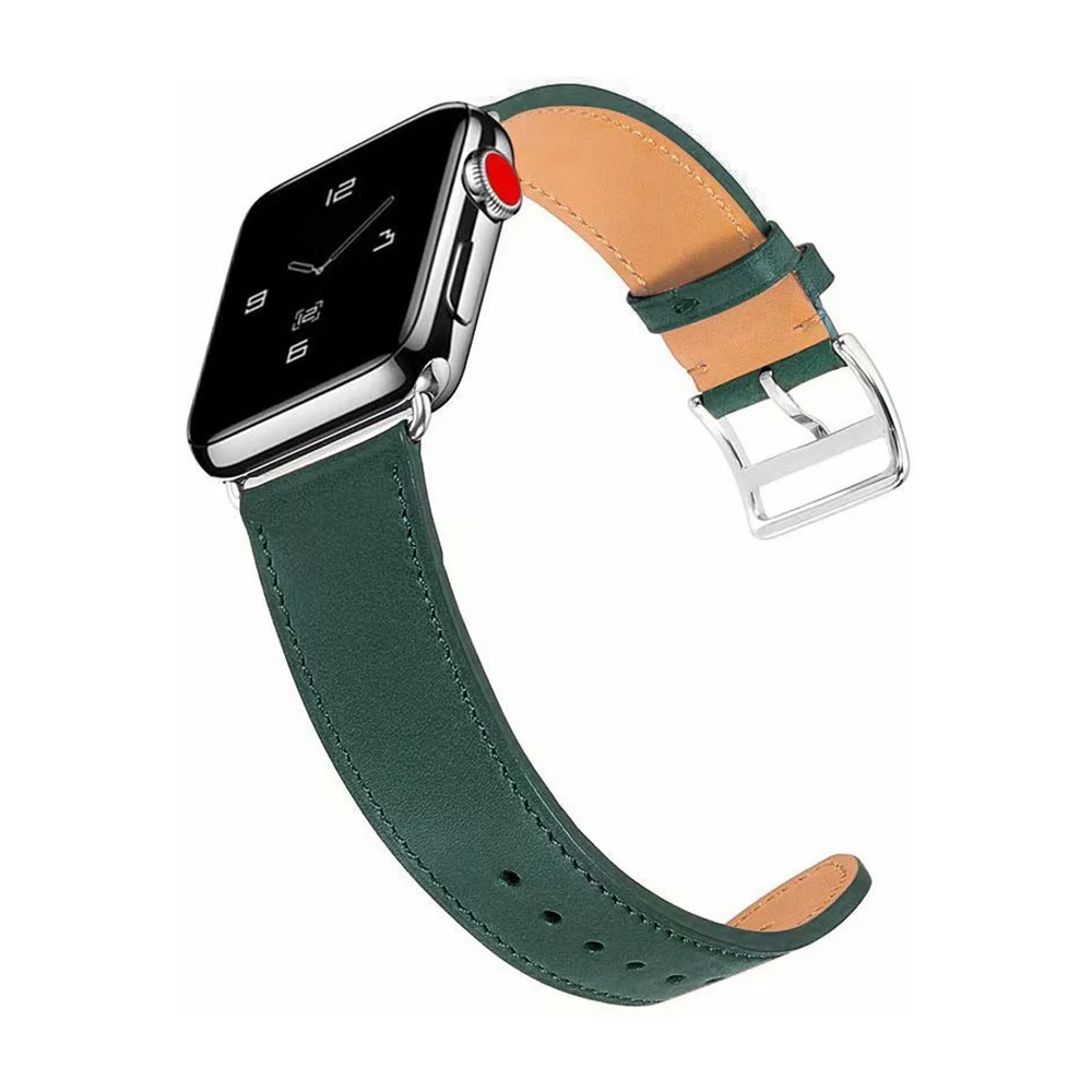 

For Apple watch Series 4 5 Midnight Green Leather loop Band 44mm 40mm Single Tour Watchband for iWatch 42mm 38mm Strap Bracelet