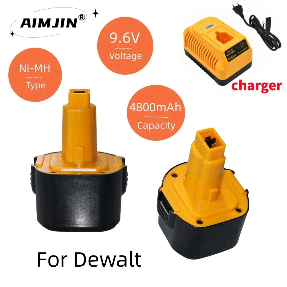 Аккумулятор 4800 мАч 9 6 в для Dewalt с зарядным устройством DE9061 DE9062 DW9061 DW9062 DE9036 DW911 DW921