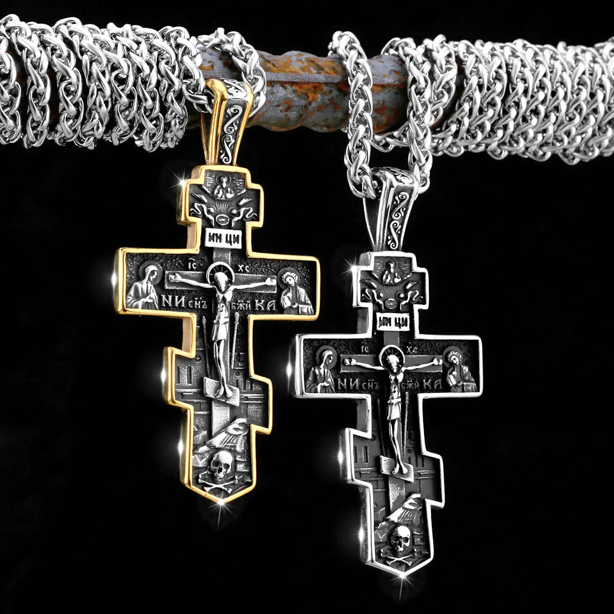 

Premium Creative Viking Necklace Religious Belief Nordic Men's Retro Stainless Steel Cross Amulet Pendant Scandinavian Jewelry