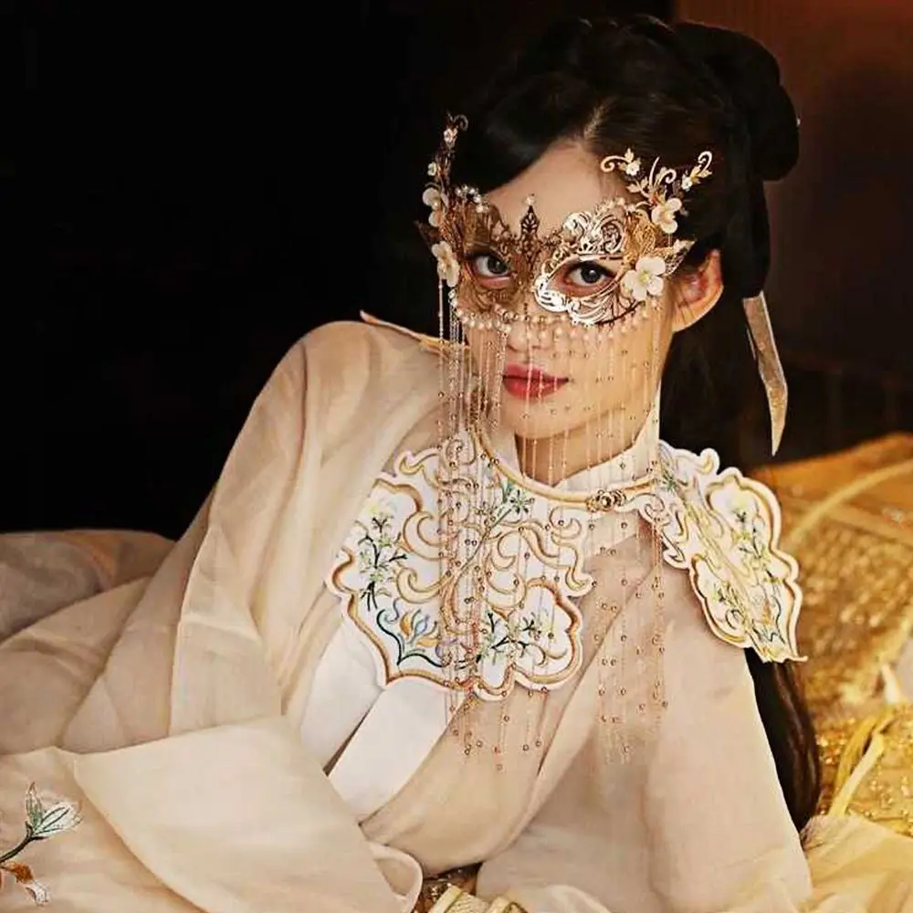 

Alloy Chain Pearls With Tassel Chinese Style Accessories Wedding Headdress Women Mysterious Veil Anonymous Face Cover