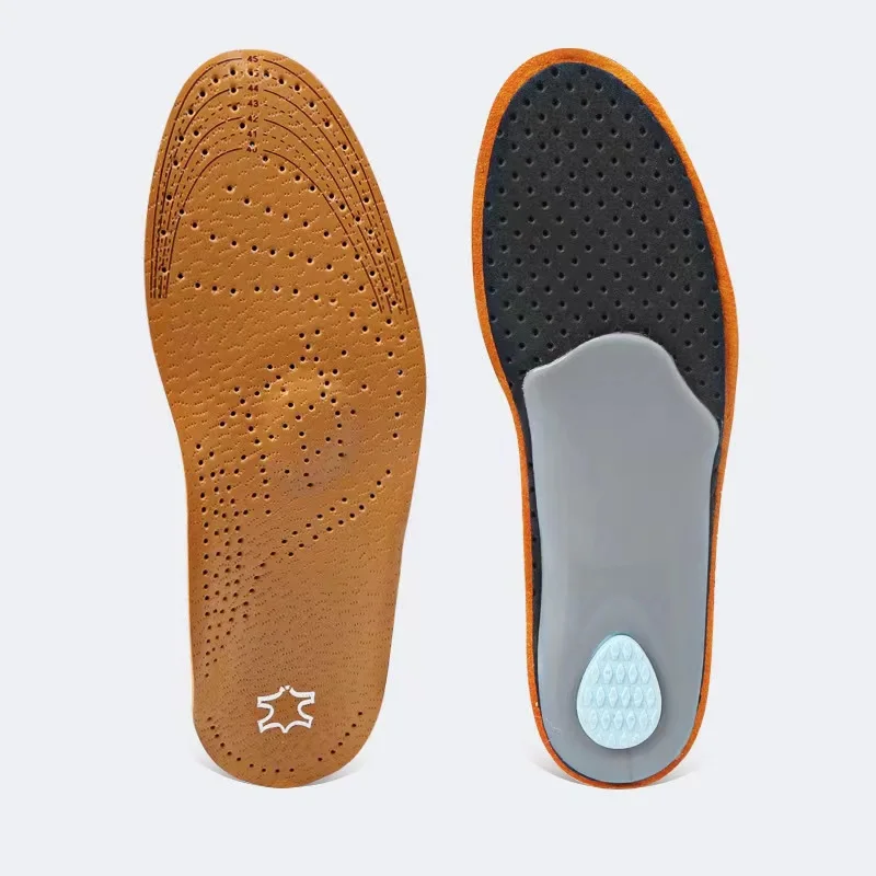 Leather Foot Arch Full Pad Flat Foot Arch Support Insole Unisex Corrective X/O Leg Soft Shock Absorbing Sports Insole