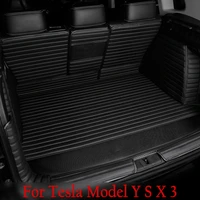 leather car trunk mat surrounded floor mats set fully surrounded all weather car mat for tesla model 3 model y model s model x