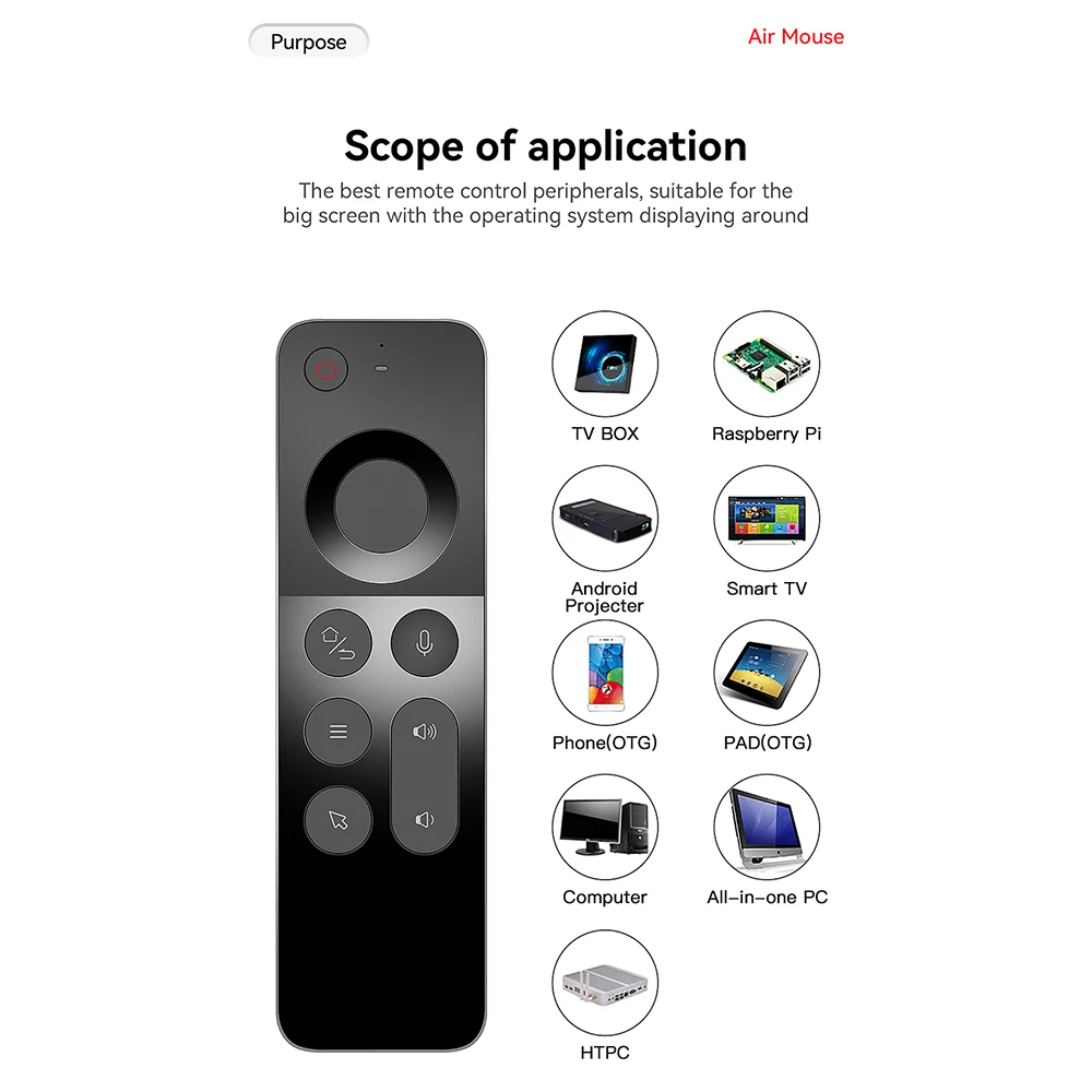 

Пульт дистанционного управления голосом 2,4 ГГц, беспроводной пульт Air Mouse с гироскопом и клавиатурой с 57 кнопками для Android TV BOX / Windows/Mac OS/Linux