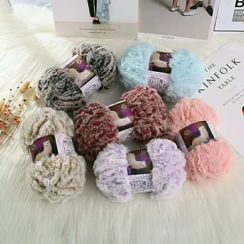 50 г/рулон искусственная норковая пряжа с длинными волосами мохеровая ручная