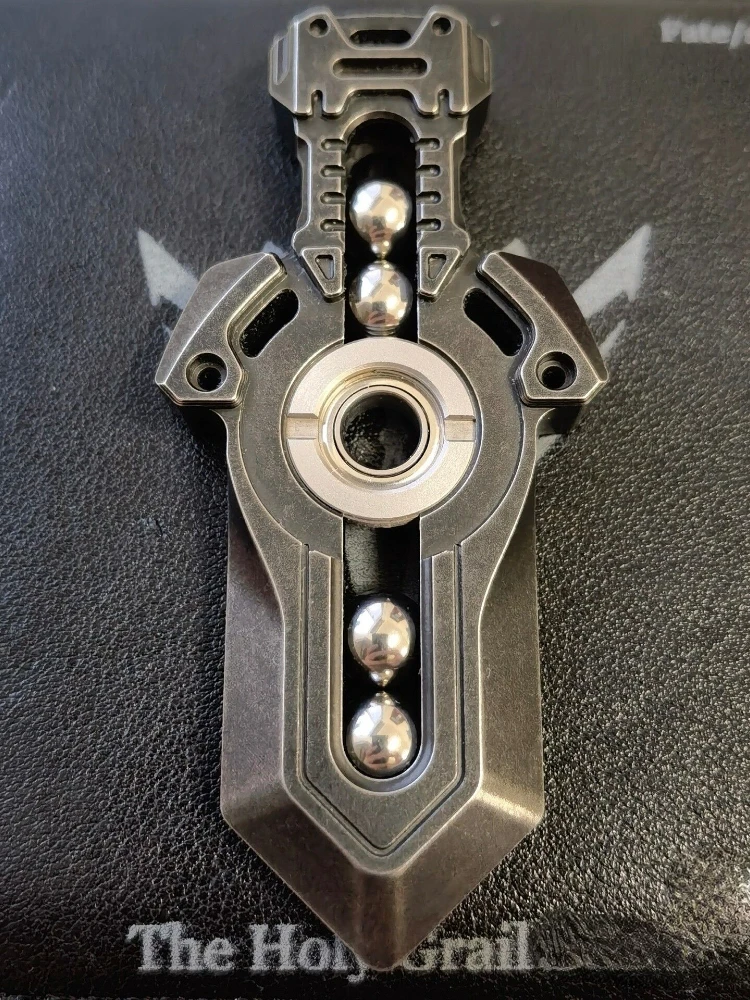 Second-Hand out-of-Print EDC Big Sword Fingertip Gyro Stainless Steel Zirconium Alloy Material Stress Relief Toy Fidget Spinner enlarge