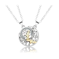 2pcs creative sun moon couple necklace for men hollow matching pendant i love you necklaces for lover confession jewelry gift