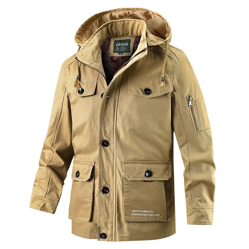 

Military Cargo Jackets Men Spring Autumn Army Multi-pocket Bomber Coats Male Big Size 6XL Hooded Air Force Tactical Jacket 2023