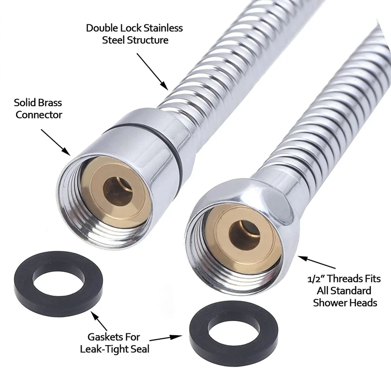 BEAU-59-дюймовый душевой шланг из нержавеющей стали с регулируемым держателем