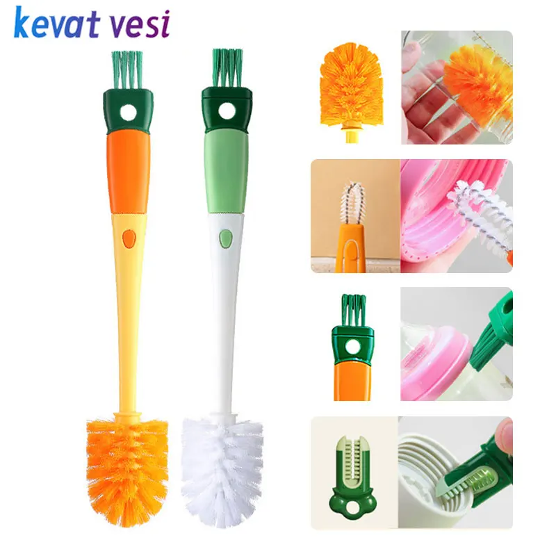 

4 In 1 Cup Brush No Deadend Water Cup Brush Milk Bottle Wine Glass Cleaner Gap Brush Household Multifunctional Cleaning Tools