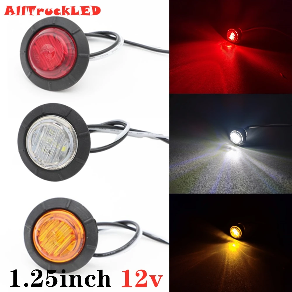 

10 шт Янтарный Красный Белый 12 В 1,25 дюйма герметичный светодиодный габаритный фонарь для грузовика прицепа грузовика Габаритный фонарь для ...
