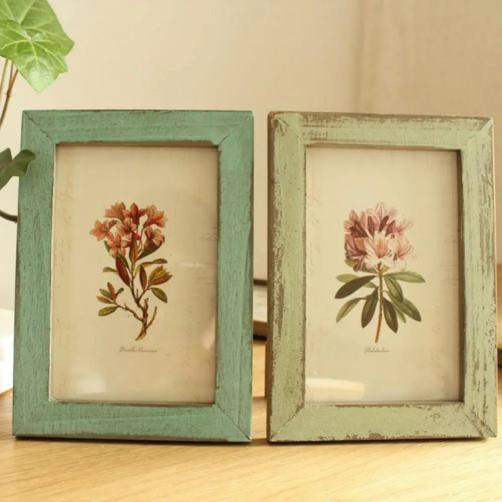 

Vintage 5 Inch Photo Frame Wooden Picure Holder Stand Home Bedroom Desk Decor Family Photo Frame Wall