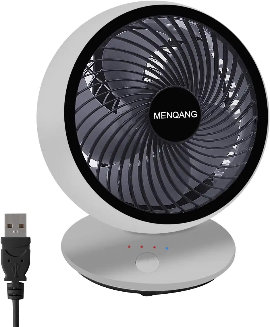 

Ventilador Silencioso, 3 Velocidades Ventilador de Mesa USB 180° Ventilador Oscilante para el Hogar, Oficina, Viajes (Blanco)