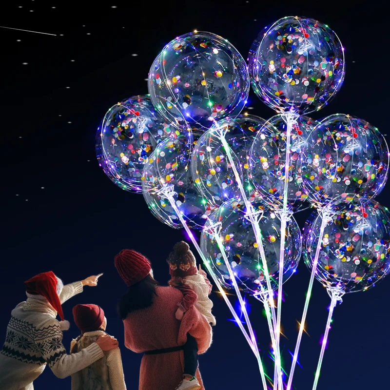 

5/10PCS Christmas Luminous Bobo Balloon Decor Transparent LED Light Helium Flashing Balloons Birthday Wedding Party Decoration
