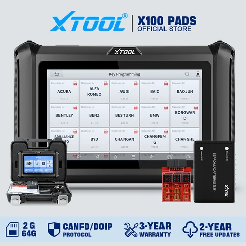 Xtool X100 Pads CAR ключа -ключа генератор Генератор считывающий код чтения код всех инструментов диагностики системы Автомобильный сканер Canfd doip FCA Autoauth v2.0, из России