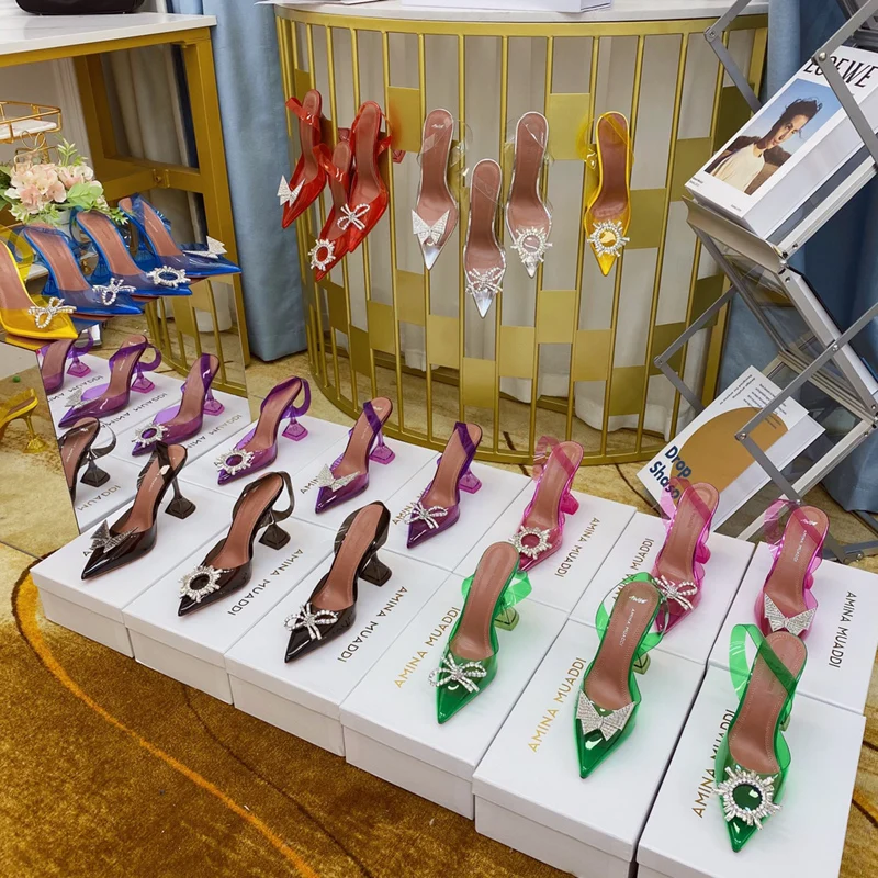 Женские туфли-лодочки из ПВХ прозрачные на высоком каблуке |