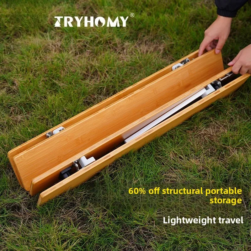 Фото Tryhomy уличный походный стол портативный складной стол из бамбукового дерева с регулируемой ножкой легкий стол для пикника и барбекю новый №2