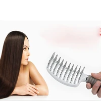 professional ribs comb hairbrush women wet plastic detangling comb big bent bristle hair brush for men