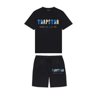 trapstar mens fashion short sleeve t shirt tracksuit sets harajuku tops tee funny hip hop color t shirtbeach casual shorts set