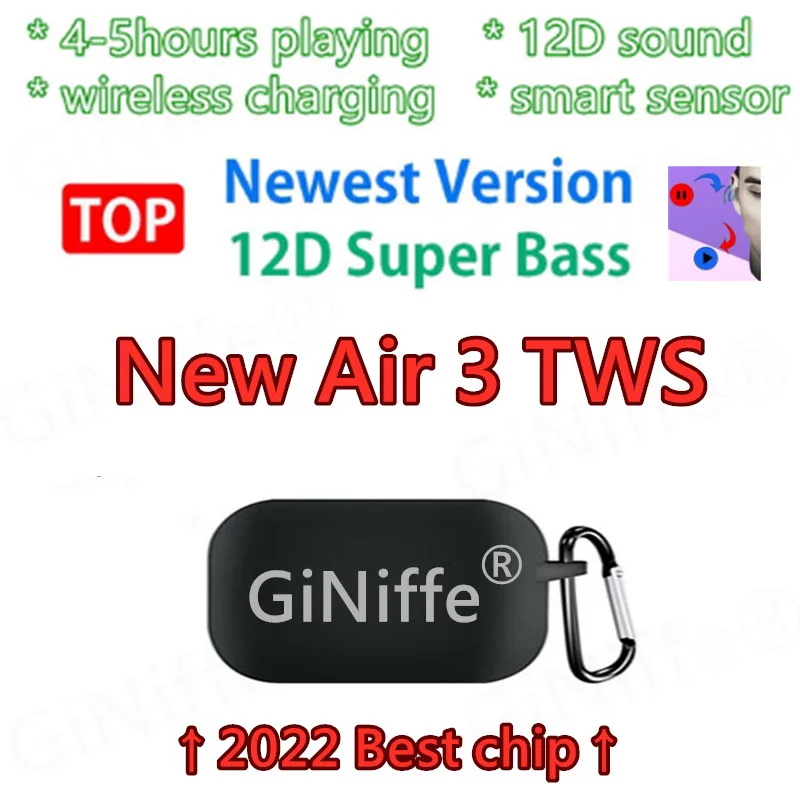 2022 New Air 3 TWS Earbuds Wireless Bluetooth 5.2 Earphone Light Sensor With Charging Case Super Bass PK Pro 80 90 |