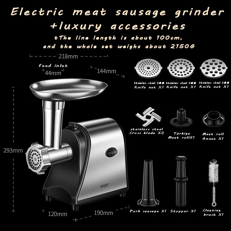 700W Electric Meat Grinders Stainless Steel Powerful Electric Grinder Sausage Stuffer Meat Mincer Home Kitchen Food Processor images - 6