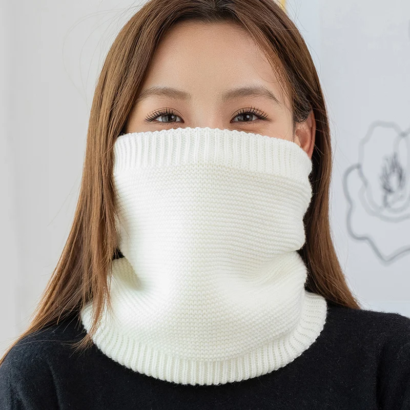 Зимний Вязаный Толстый Шарф С Кольцом Съемный Воротник Из Искусственного Меха