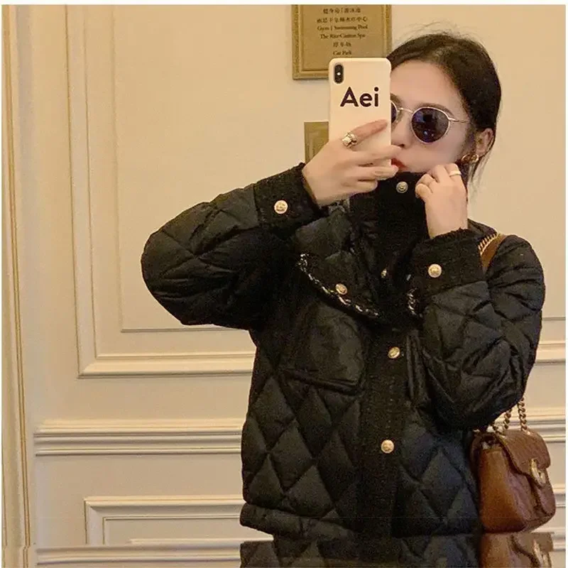 Короткое женское хлопковое пальто стеганая куртка белая женская парка легкая