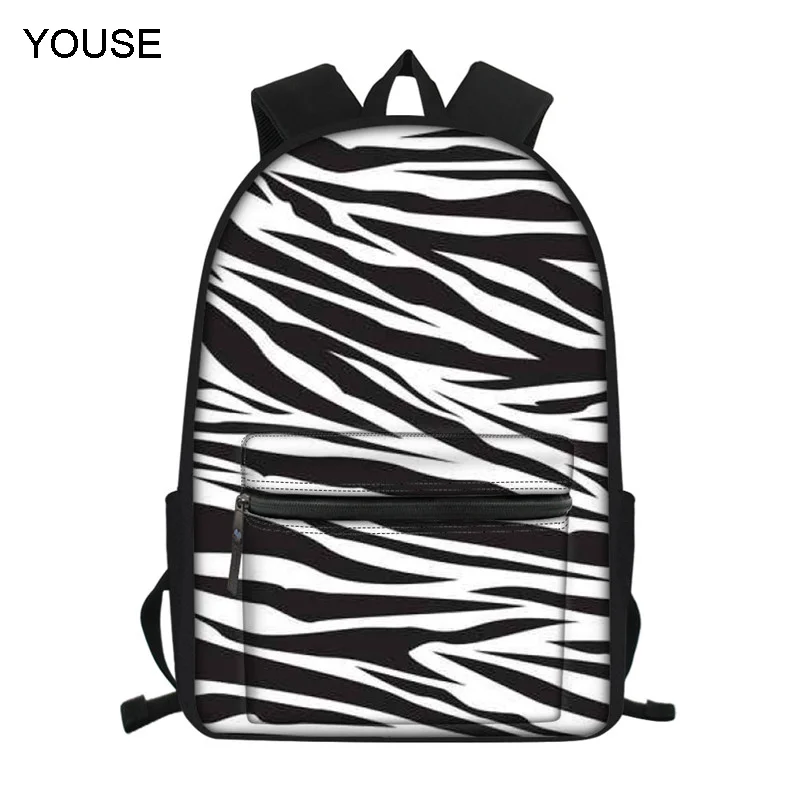 

YOUSECustom Image Zebra Print School Backpack for Teenagers Girls Boys School Bags bolso mochila mujer Women Owl Bagpack