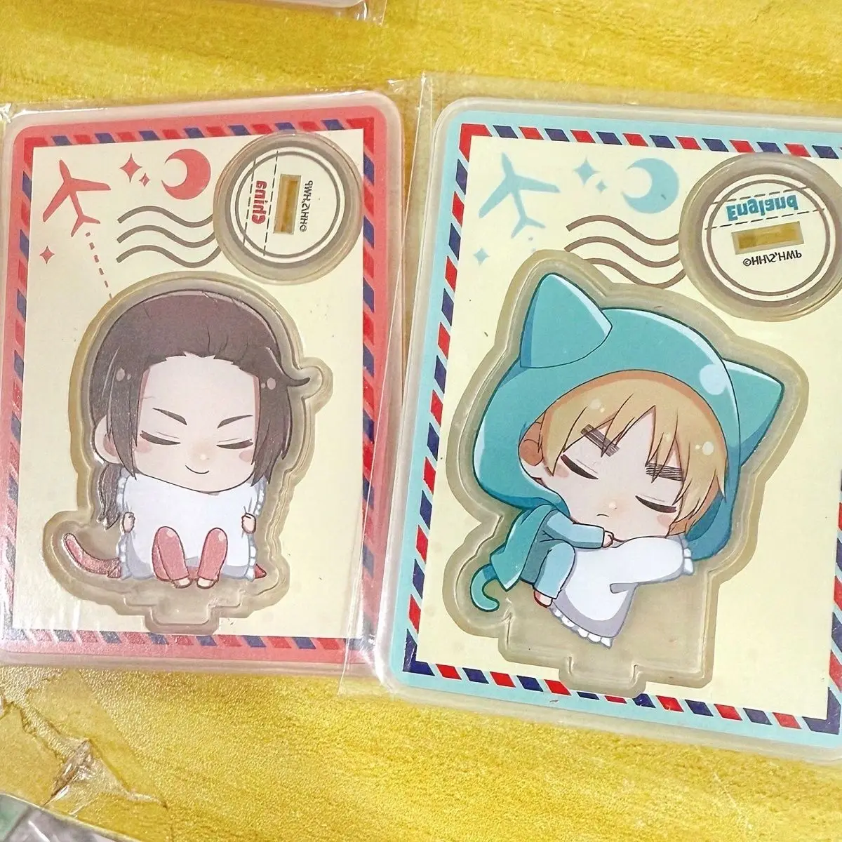 Фото Миниатюрная акриловая подставка Hetalia Q Version: спящий Альфред Ф. Джонс, с задней панелью, коллекционная аниме-фигурка, украшение для стола №2