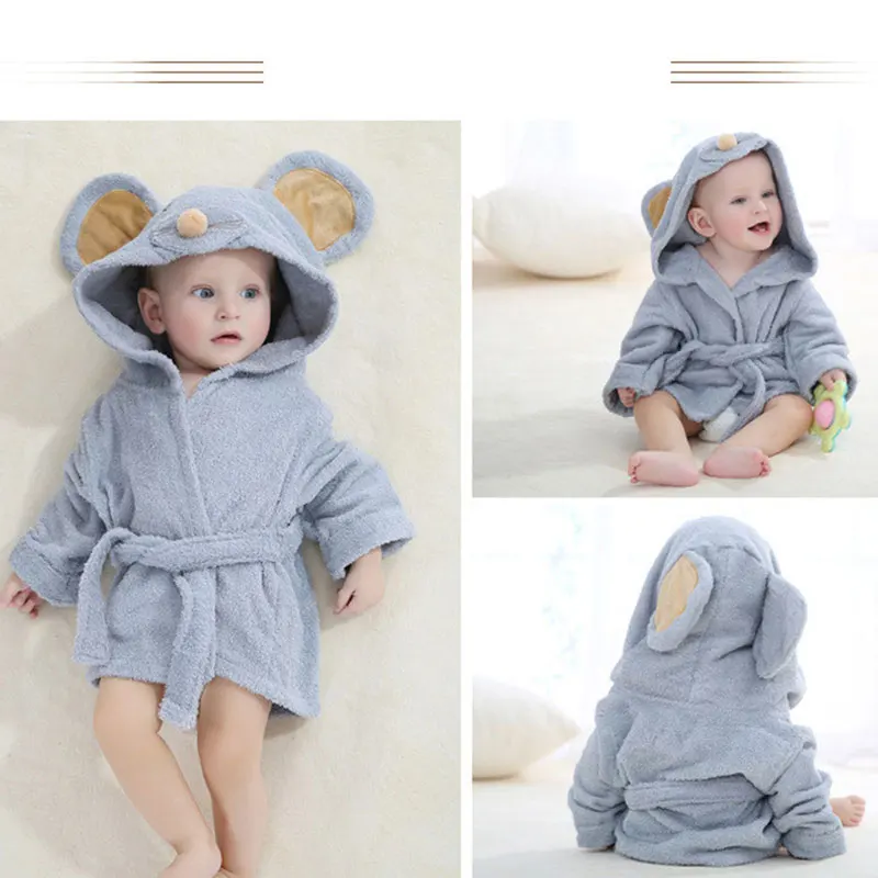 

Children's Clothing 2-6 year Baby Robe Cartoon Hoodies Girl Boys Sleepwear Good Quality Bath Towels Kids Soft Bathrobe Pajamas