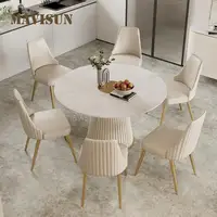 Modern Simple Light Luxury High-End Rock Slab Round Dining Table Household Marble Dining Table And Chair Combination Hot Sale