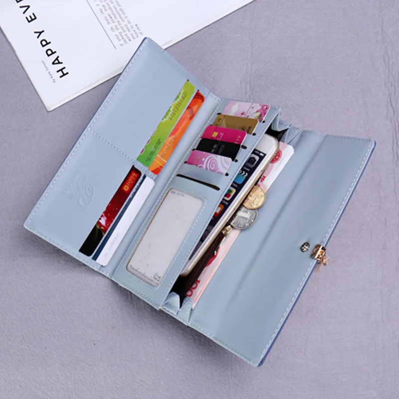 Women's Wallets Long Style Lady Purse High Quality Pu Skin Female Clutch Bag Coin Pocket Credit Card Holder Carteras Para Mujer