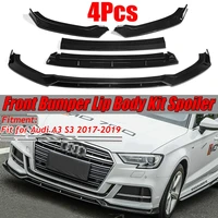 4pcs detachable car front bumper lip deflector lips bumper spoiler splitters body kit diffuser for audi a3 s line s3 2017 2019