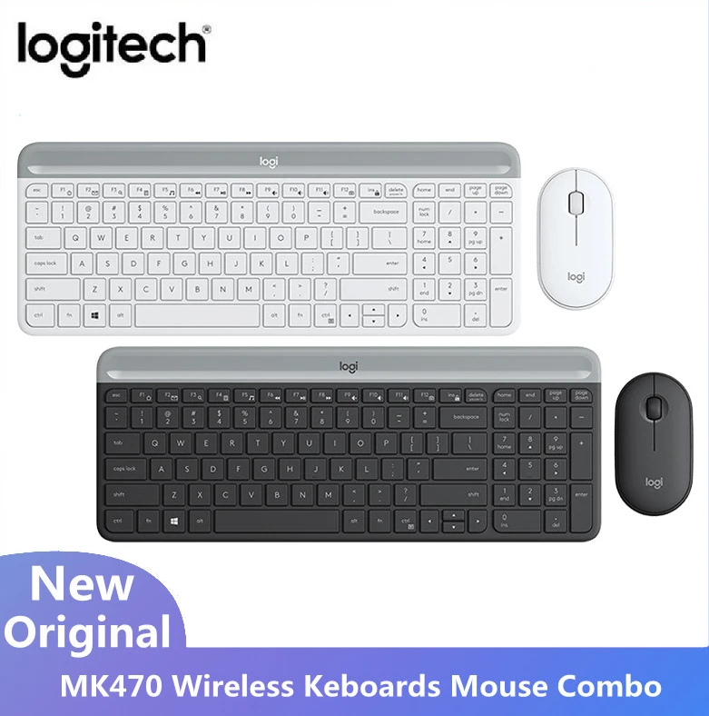 

Logitech MK470 Wireless Keyboard Mouse Combo 1000DPI Optical Slim Keboards Pebble Mice 2.4 GHz for PC Laptop Office