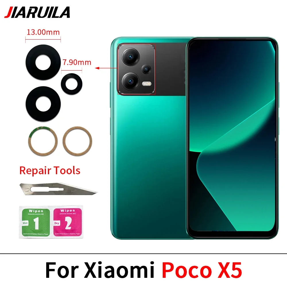 Объектив задней камеры для Xiaomi Poco F6 M6 5G Pro X5 X6 C40 F3 F4 X4 GT M4 M5S стеклянный объектив с