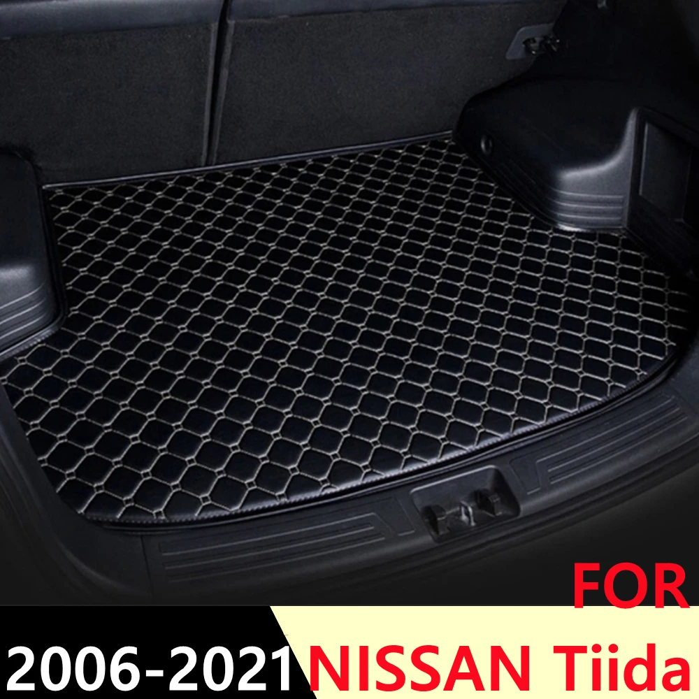 

Car Trunk Mat For NISSAN Tiida 2006 2007-2021 Flat Side Waterproof Rear Cargo Cover Carpet Pad AUTO Tail Accessories Boot Liner