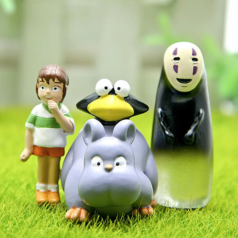 Studio Ghibli Spirited Away Cute No Face Man Chihiro Girl Fly Rat Elf Mini Figures Creative Landscape Model Decoration Kids Toys