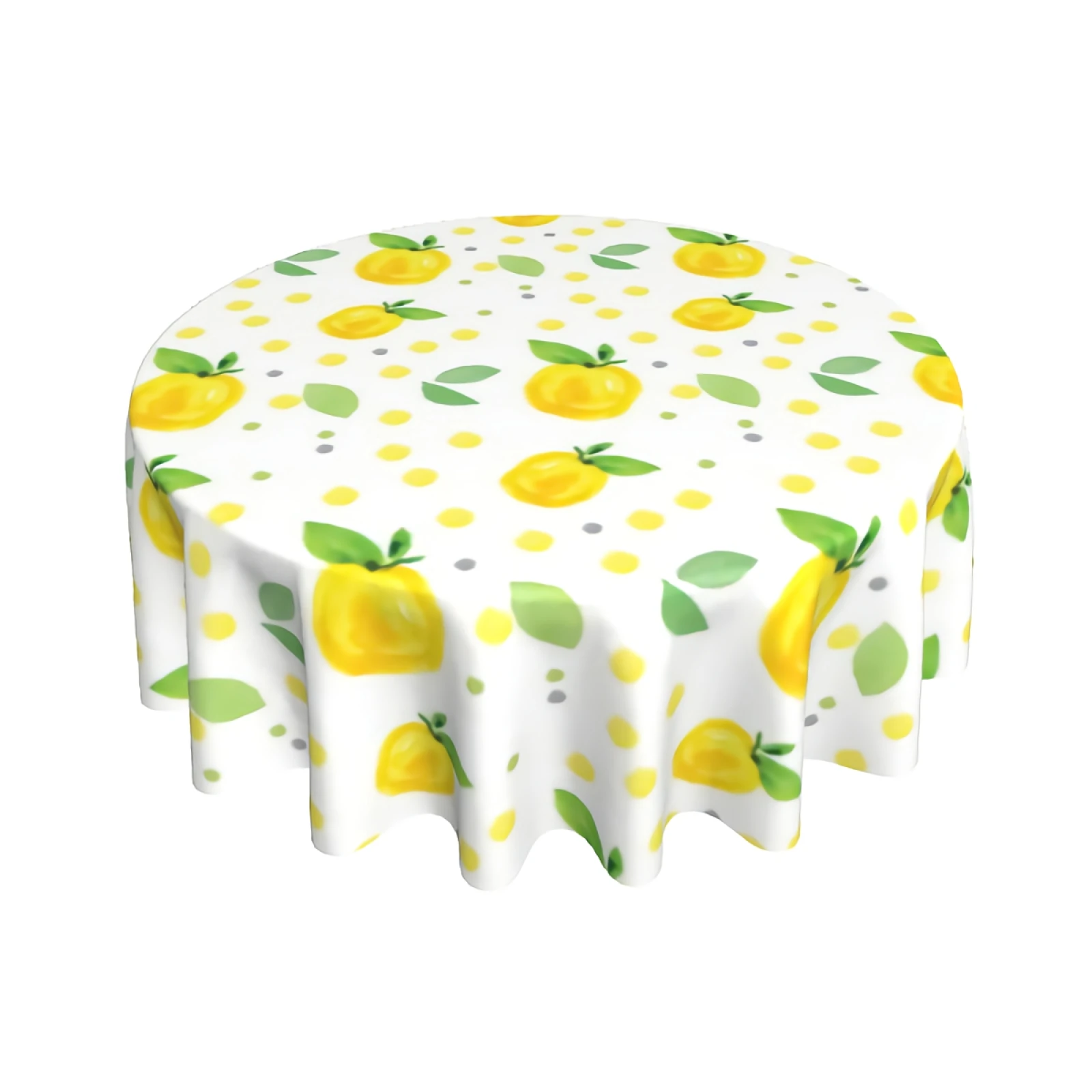 

Fresh Lemons Tablecloth, Organic Plant Border Print Easy Care Fabric Tablecloth, 60” for Dinner Table Decor