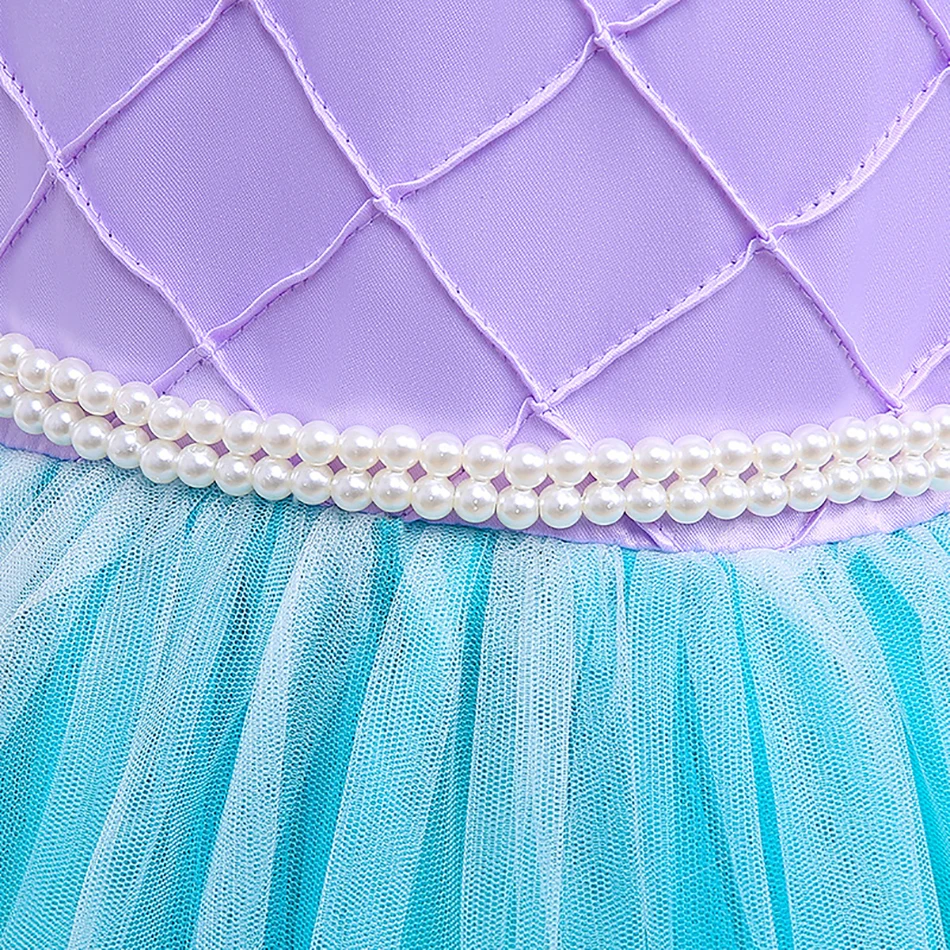 Baby Girl Embroidery Mermaid Dress Kids Princess Ariel Cosplay Costume Girl Birthday Party Christmas Halloween  Costumes  Kids