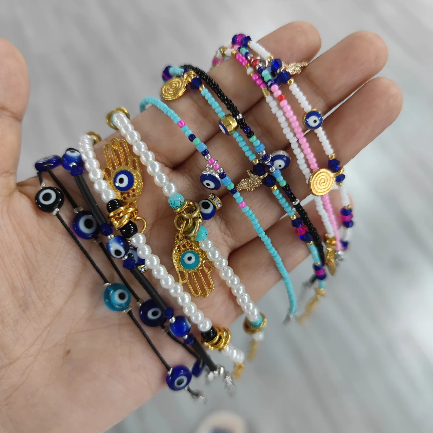 

Turkish Lucky Evil Eye Rice Beads Bracelets For Women Men Handmade Braided Charms Bracelet Couple Friendship Wish Jewelry Gift