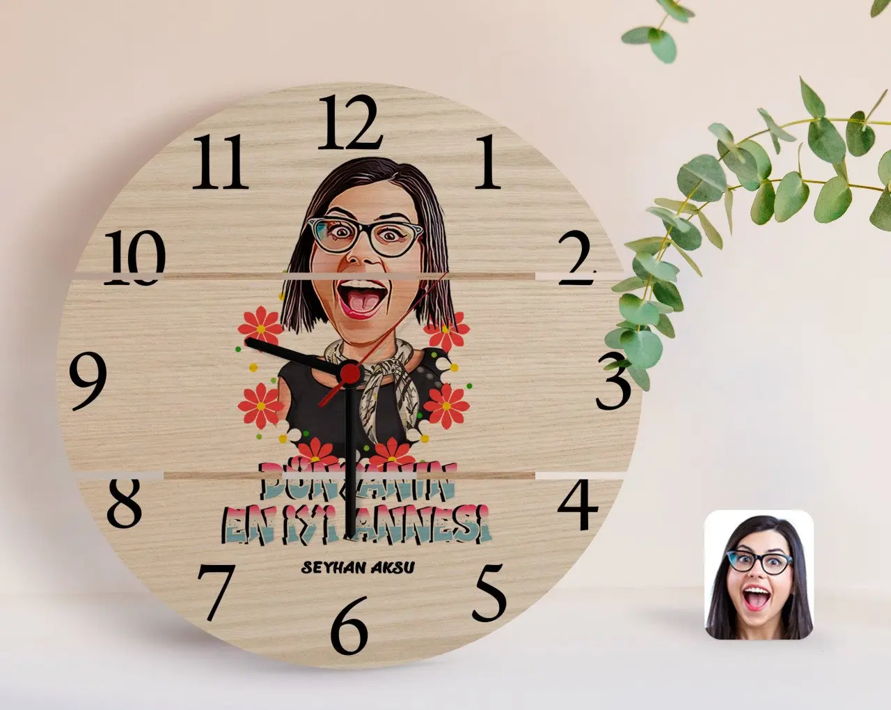 

Personalized Mother 'S Day Themed World Best Mother Caricature Of Authentic Wooden Pallet Saat-1