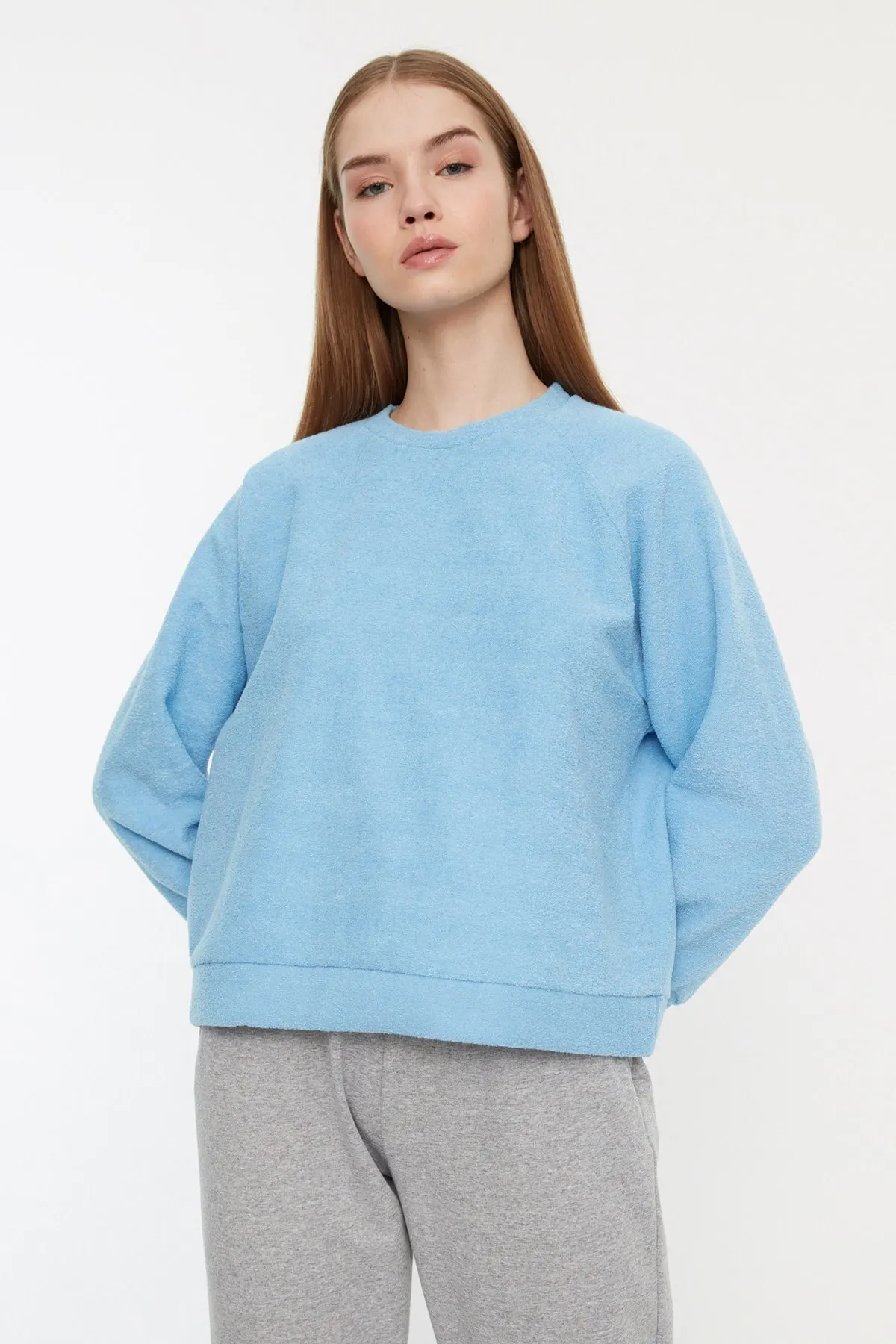 

Женская толстовка, голубое базовое полотенце, вязаные толстовки, модные всесезонные новые дизайнерские пуловеры, флисовые толстовки