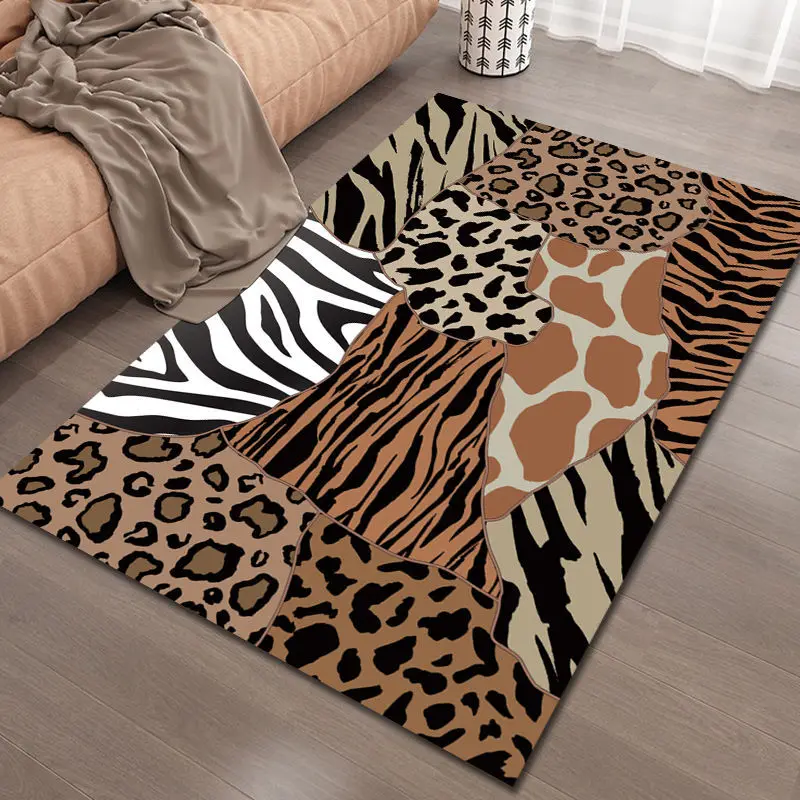 

Cute cartoon animal pattern leopard print rug children's bedroom rug living room bedroom decoration rug leisure floor mat