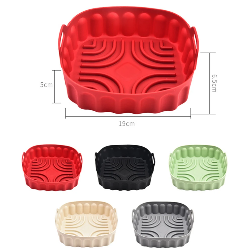 Air Fryer Silicone Basket No-Stick Baking Mold Easy To Clean Oven Baking Trays Pizza Plate Grill Pan Air Fryer Accessories