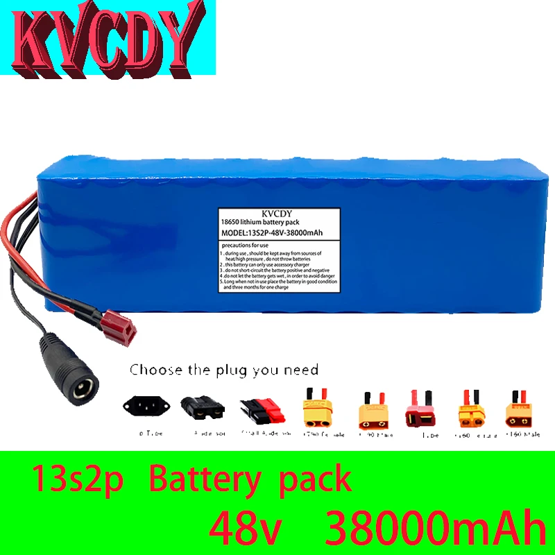 

E-Bike Batterij 48V 38Ah 18650Lithium Ion Batterij 13S2P 38000Mah High Power Fiets Conversie Kit Bafang 1000W Bms Bescherming