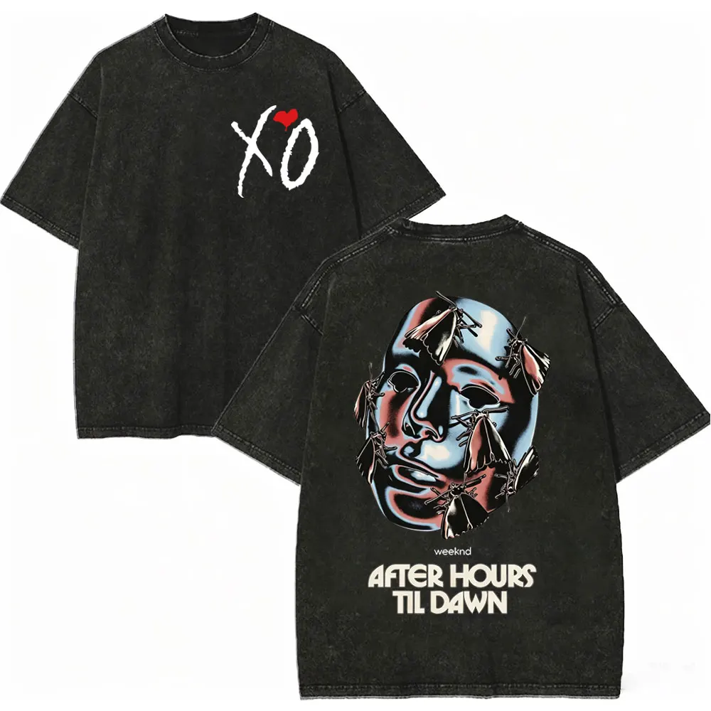 Фото Винтажные футболки с эффектом потертости The Weeknd After Hours Til Dawn Tour 2026 для мужчин и женщин, повседневные модные оверсайз футболки, уличная одежда №3