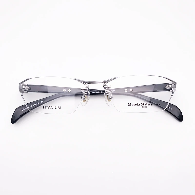 Belight Optical Japan Design Titanium with Acetate Rimless Frame Men Prescription Eyeglasses Spring Hinge Eyewear MF1141