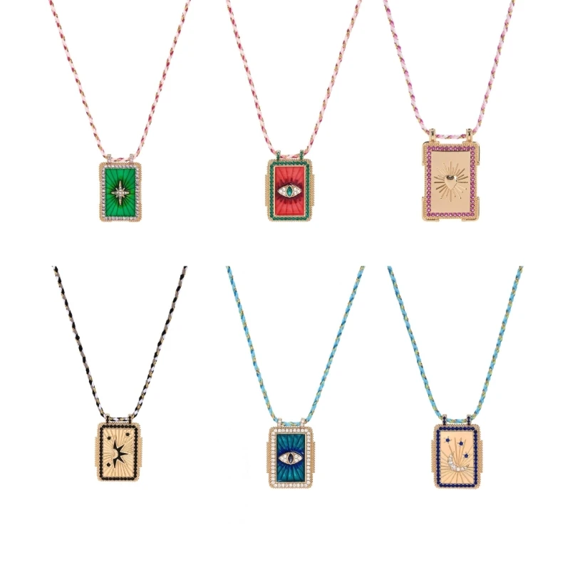 Ожерелье в художественном богемном стиле с картой Таро Солнцем Луной и узором