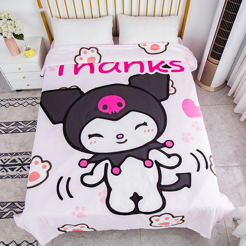

Kawaii Sanrio Kuromi My Melody Cinnamoroll мультфильм летняя спальня общежитие тонкое одеяло кондиционер мягкие товары для жизни