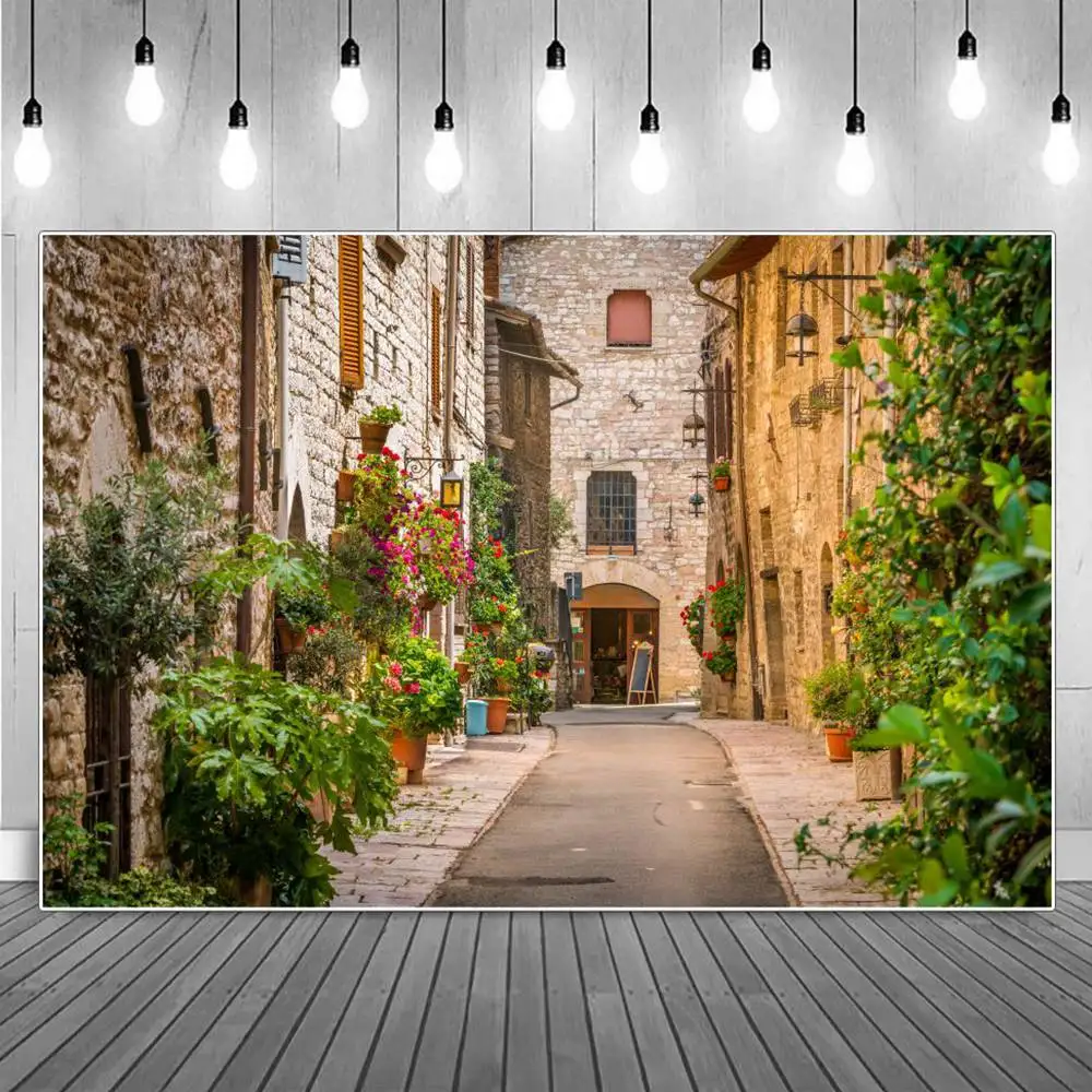 

Old Town Street Photography Backgrounds Brick Countryside Shop Path Alley Corridor Decor Photographic Backdrops Portrait Props