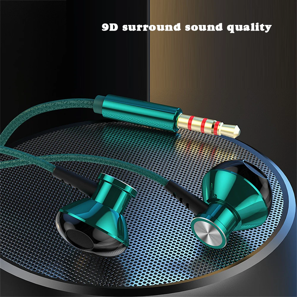 

9D сабвуфер, проводные наушники-вкладыши с микрофоном, металлическая гарнитура, наушники, стереонаушники для музыки, наушники для смартфона ...